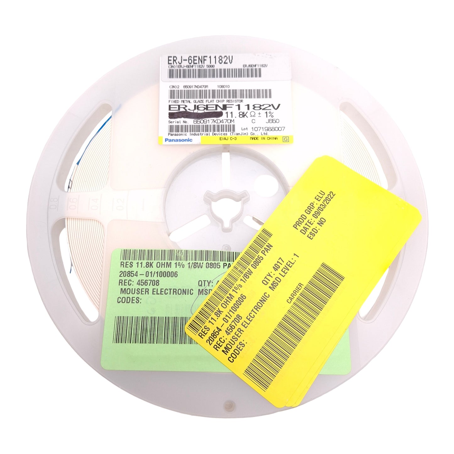 New Lot of 4000 Panasonic ERJ-6ENF1182V General Purpose Chip Resistor, 11.8kΩ, 1/8W