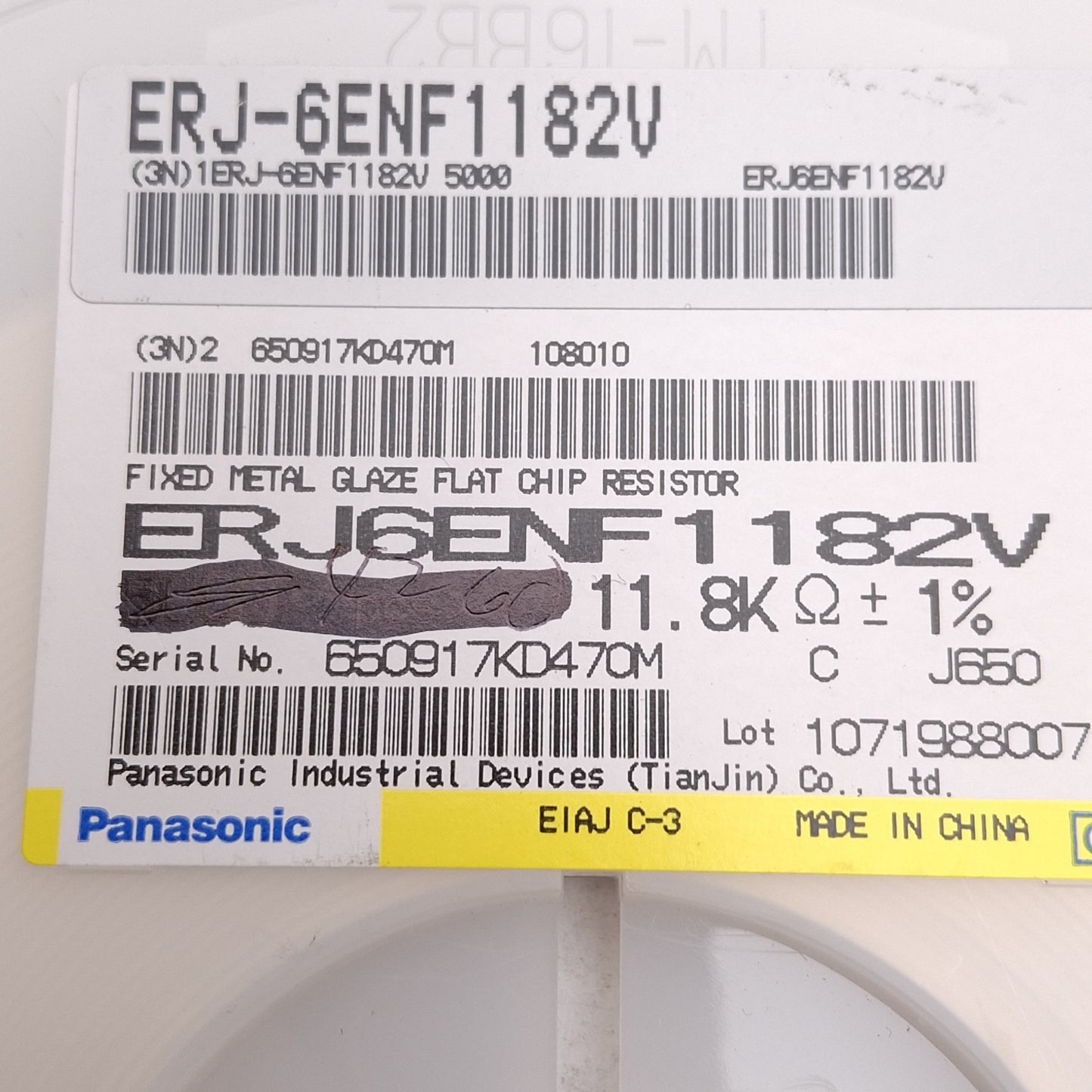 New Lot of 4000 Panasonic ERJ-6ENF1182V General Purpose Chip Resistor, 11.8kΩ, 1/8W