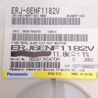 New Lot of 4000 Panasonic ERJ-6ENF1182V General Purpose Chip Resistor, 11.8kΩ, 1/8W