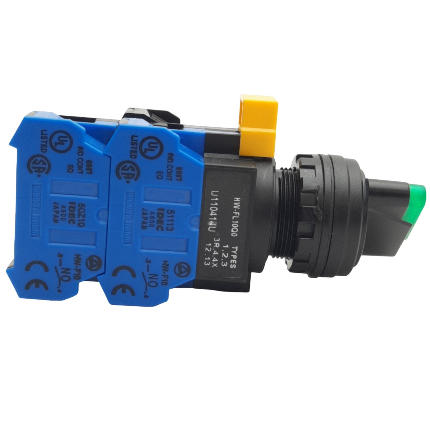 Used IDEC HW1F-2F20QD-G-120V Green Illuminated 2-Position Selector Switch ø22mm, 2NO