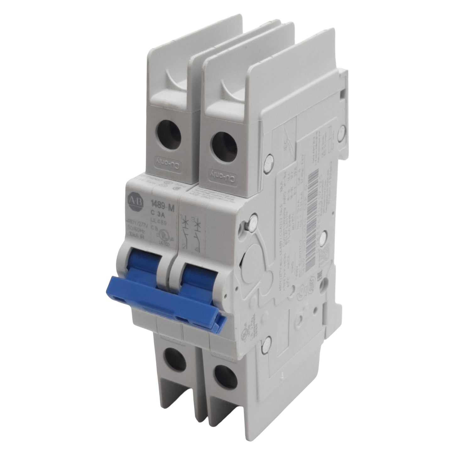 Used Allen Bradley 1489-M2C030 Circuit Breaker 2-Pole, 3A 480Y/277VAC 96VDC, DIN Rail