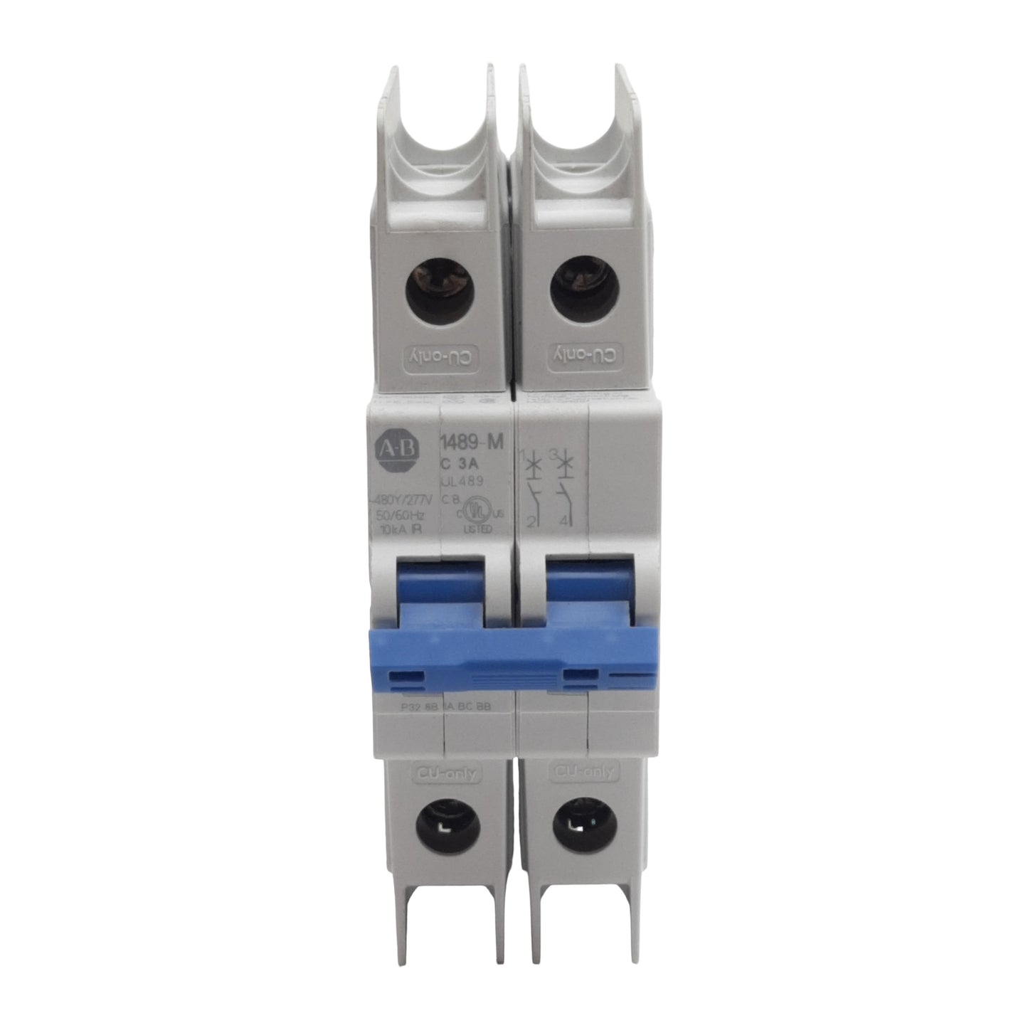 Used Allen Bradley 1489-M2C030 Circuit Breaker 2-Pole, 3A 480Y/277VAC 96VDC, DIN Rail