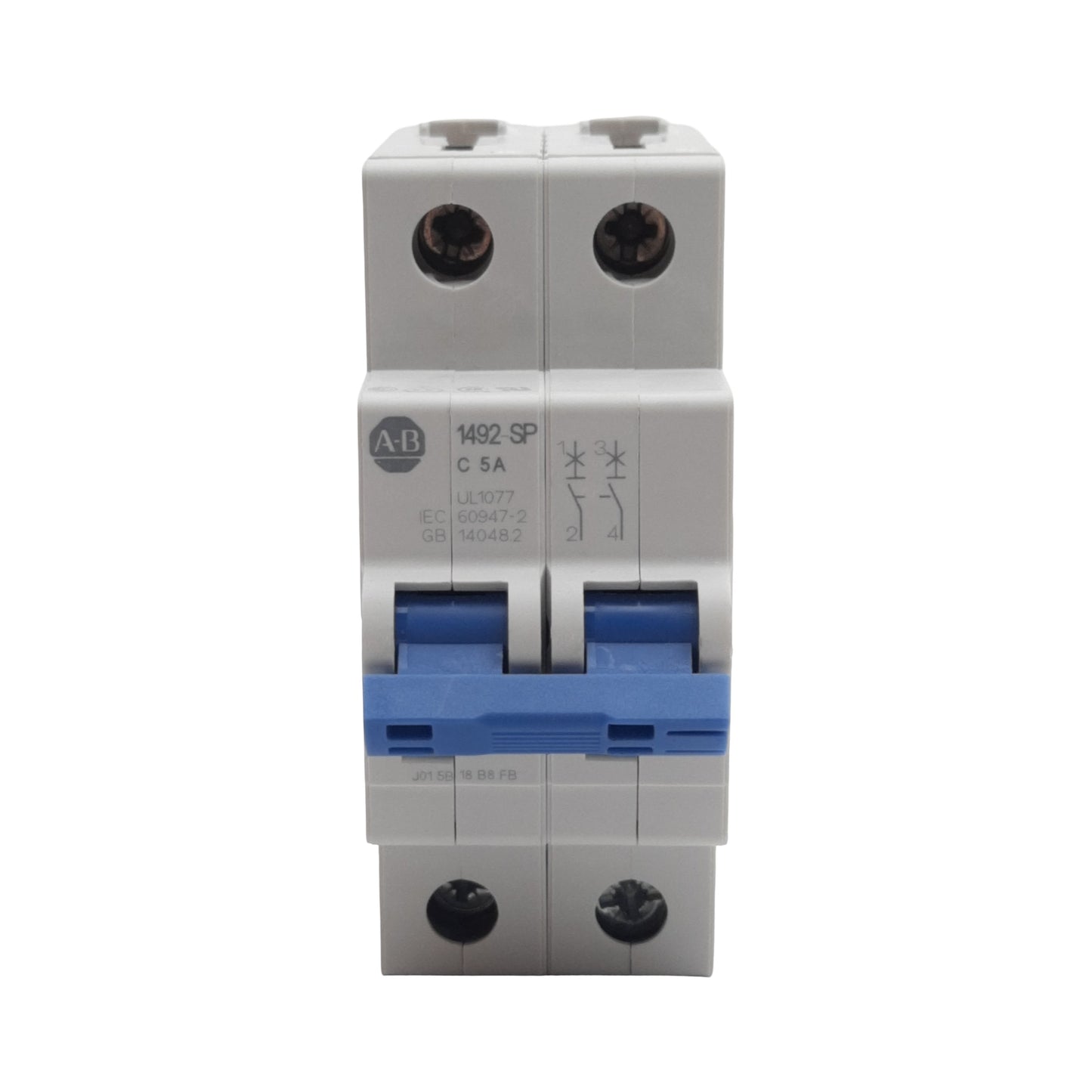 Used Allen Bradley 1492-SPM2C050 Circuit Breaker, 2-Pole, 5A 480Y/277VAC 96VDC