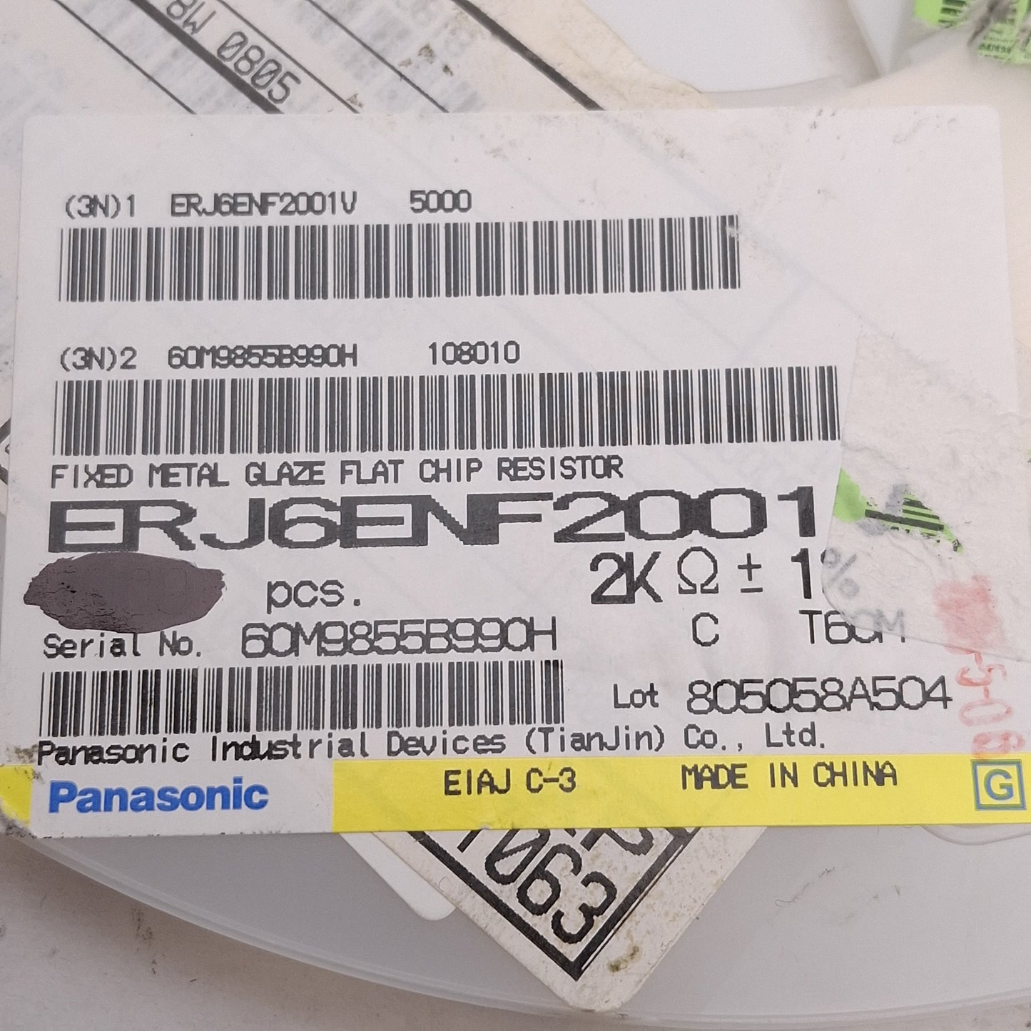New Lot of 3750 Panasonic ERJ-6ENF2001V General Purpose Chip Resistor, 2kΩ, 1/8W