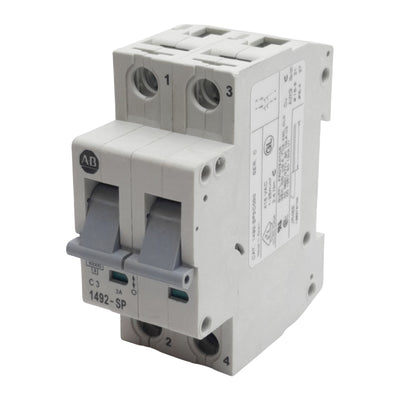 Used Allen Bradley 1492-SP2C030 Circuit Breaker, 2-Pole, 3A 415VAC, DIN Rail
