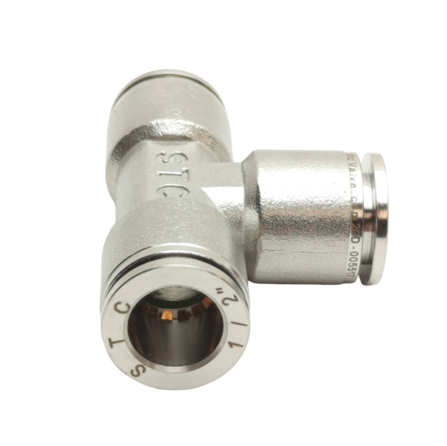 Used STC TUS1/2W Pneumatic Tee Union Fitting, 1/2in Tube OD, 30in/HG to 250psi