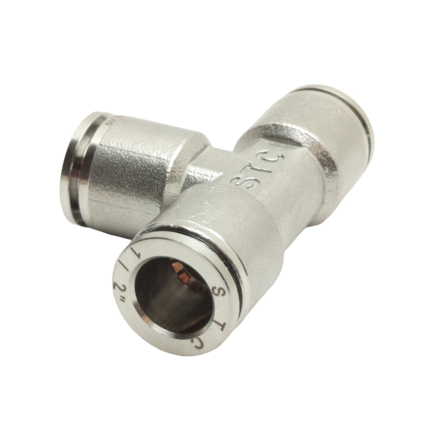 Used STC TUS1/2W Pneumatic Tee Union Fitting, 1/2in Tube OD, 30in/HG to 250psi