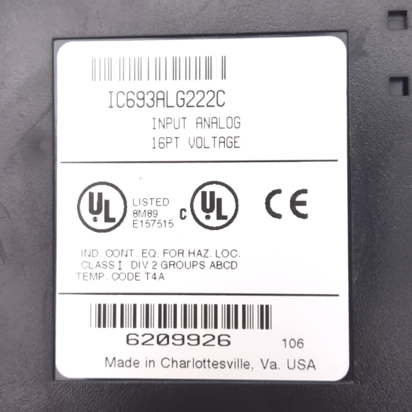 Used GE Fanuc IC693ALG222C Analog Input Module for 90-30 PLC, 16-Point, -10 to +10V