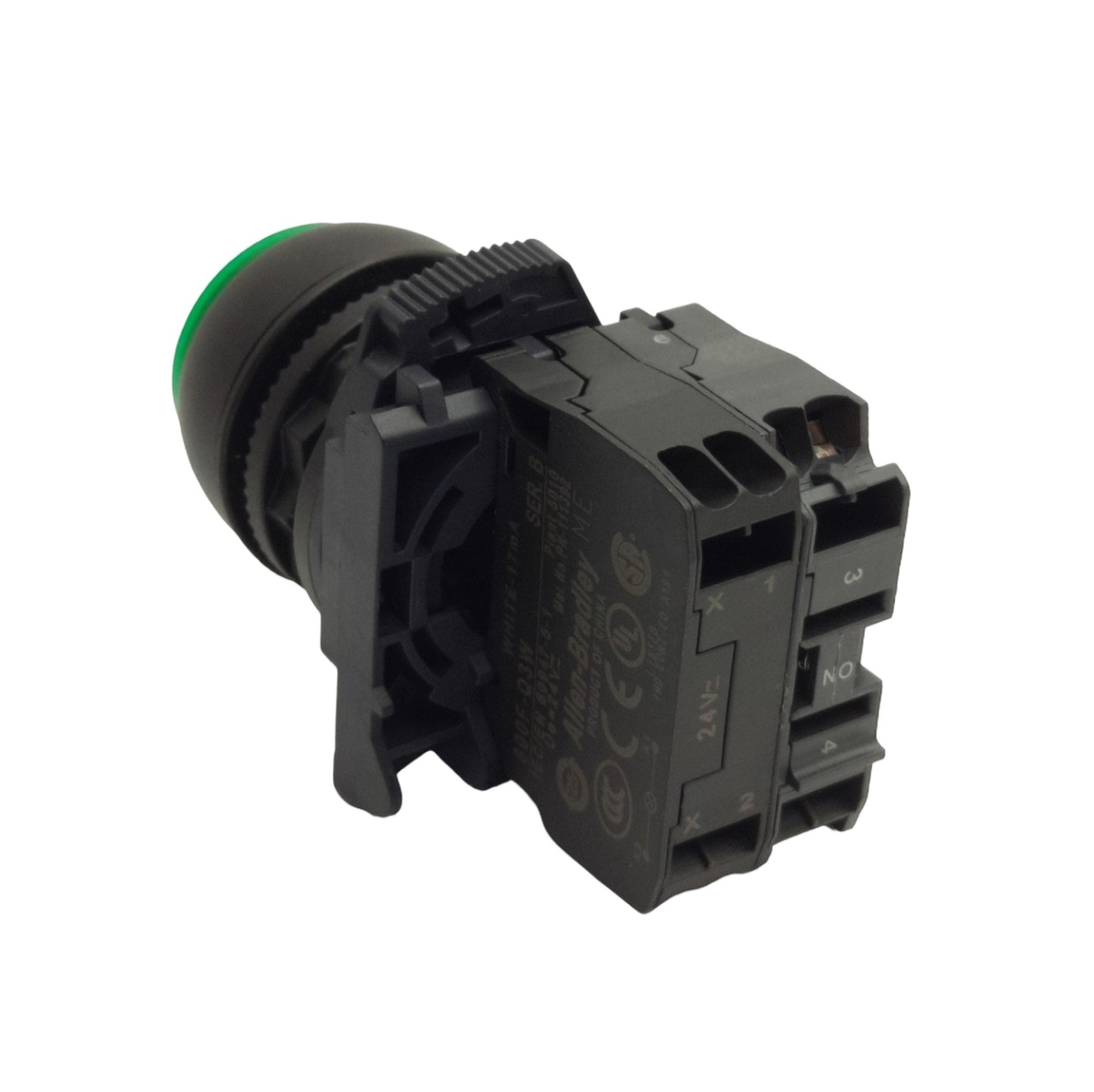 Used Allen Bradley 800FP-LE3 Extended Pushbutton, Green, 1NO, 22mm, 600V 10A Contact