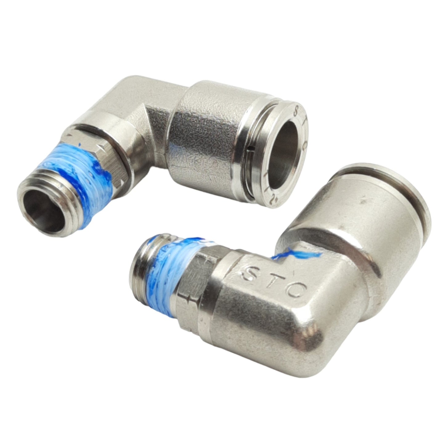 Used Lot of 2 STC MES1/2N1/4W Male Elbow Fittings 1/2in OD Tube to 1/4in NPT, 250psi