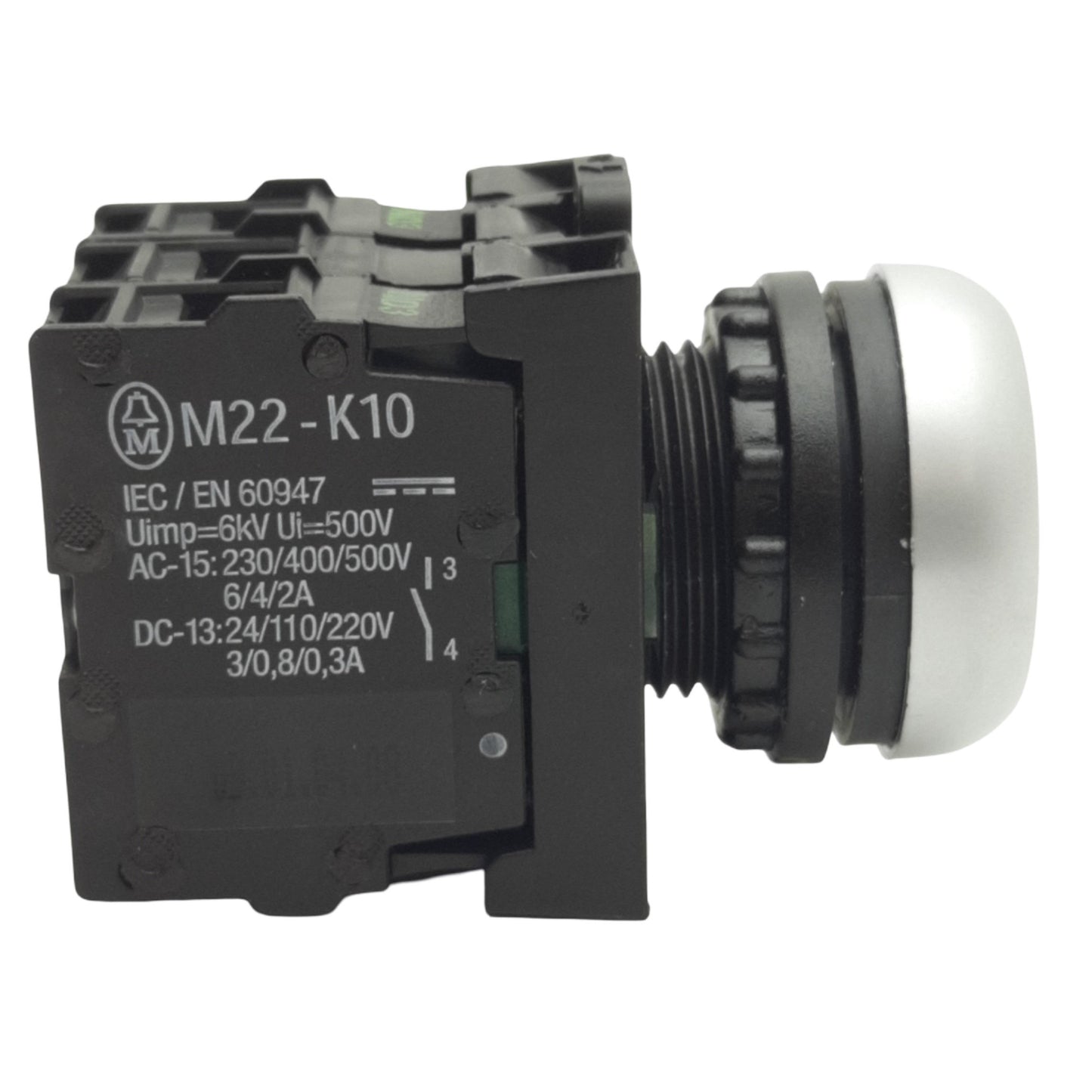 Used EATON M22-DL-G-K20-230G Green Illuminated Push Button ø22.5mm, 2NO, 600VAC 10A