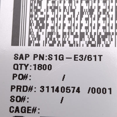 New Lot of 1800 Vishay S1G-E3/61T Surface Mount Glass Passivated Rectifier, 400V 1A