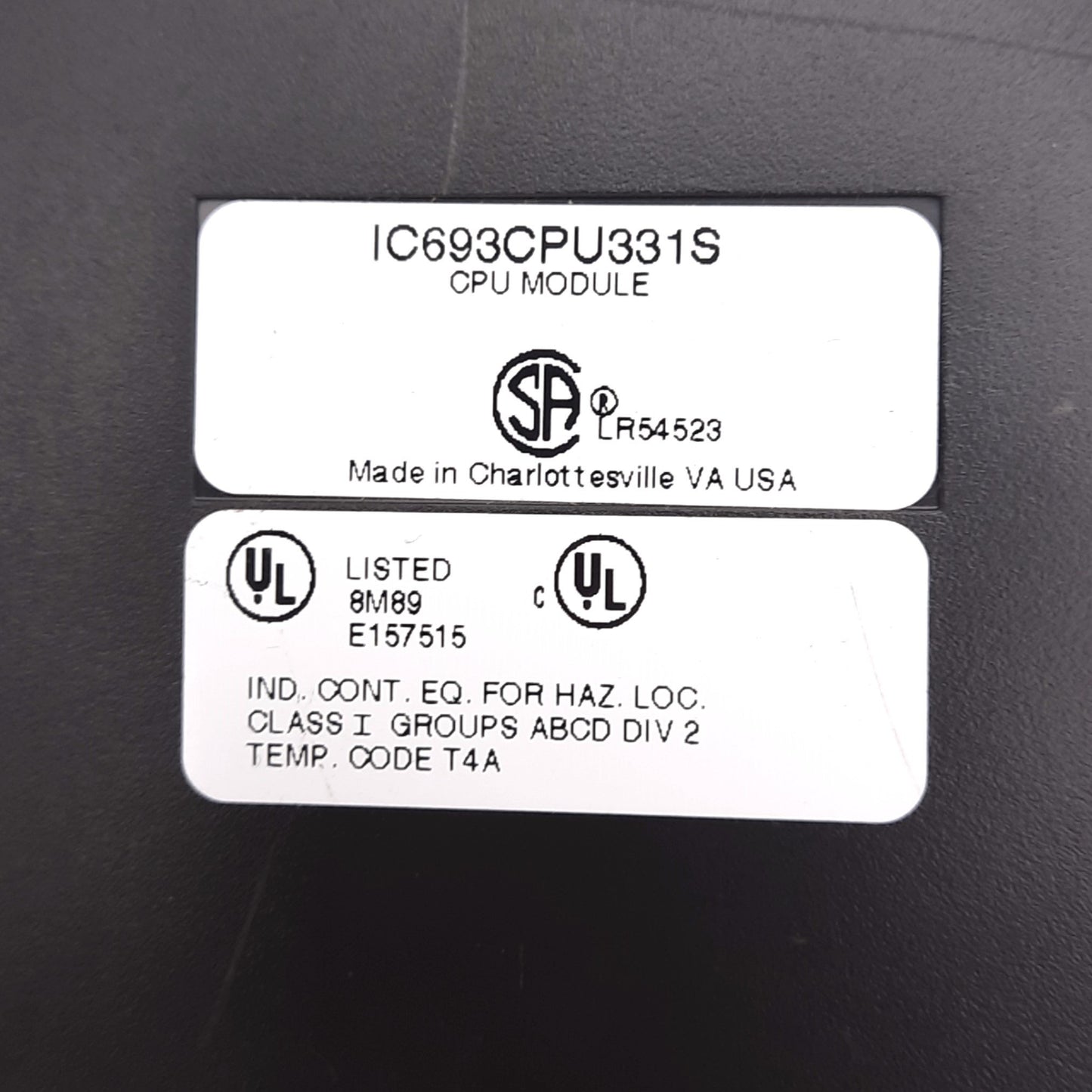 Used Ge Fanuc IC693CPU331S CPU Module for 90-30 PLC, 10MHz, 16KB, 512 I/O, 5VDC