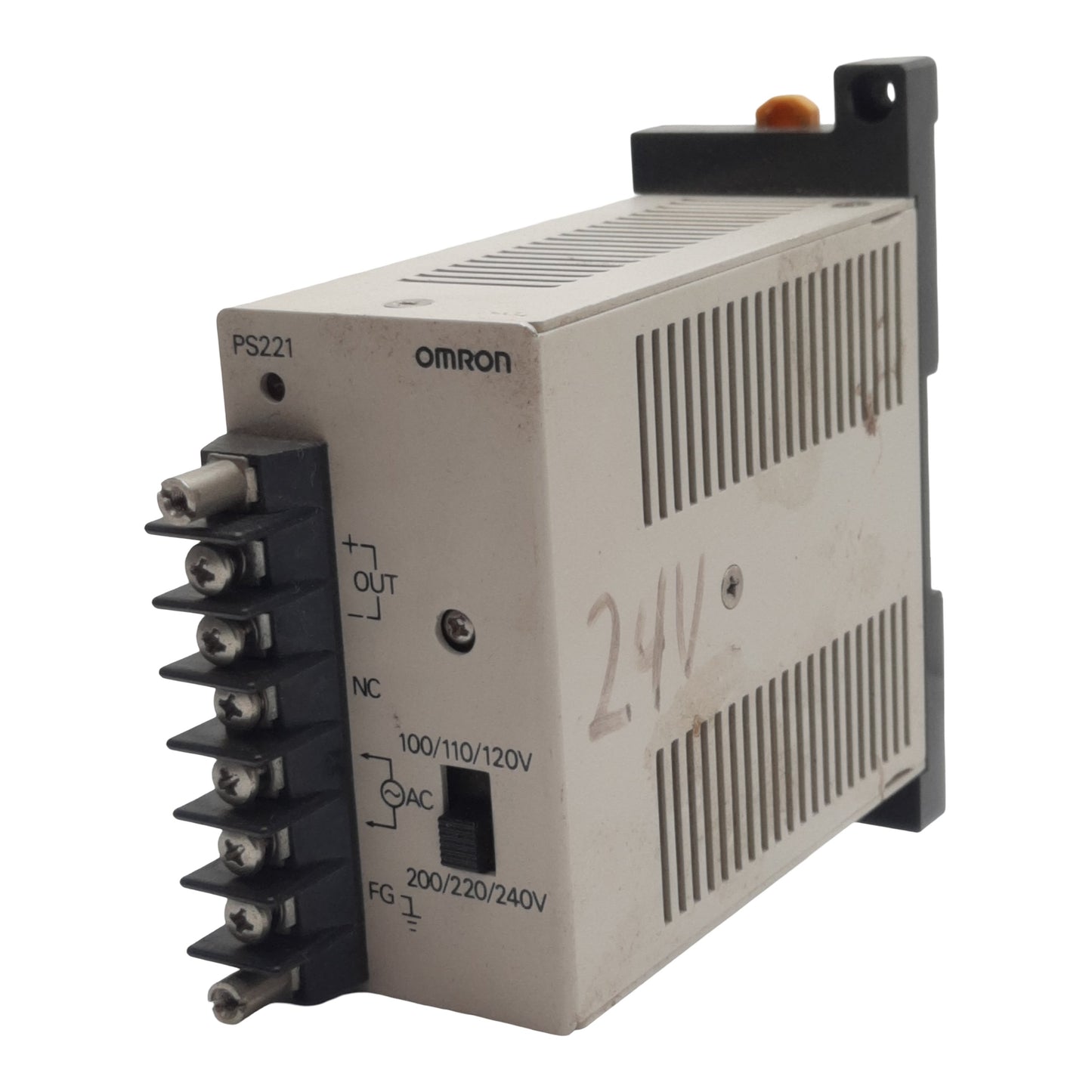 Used Omron 3G2A3-PS221 Sysmac Power Supply, 100/200VAC In, 1.5A 24VDC Out, DIN Rail