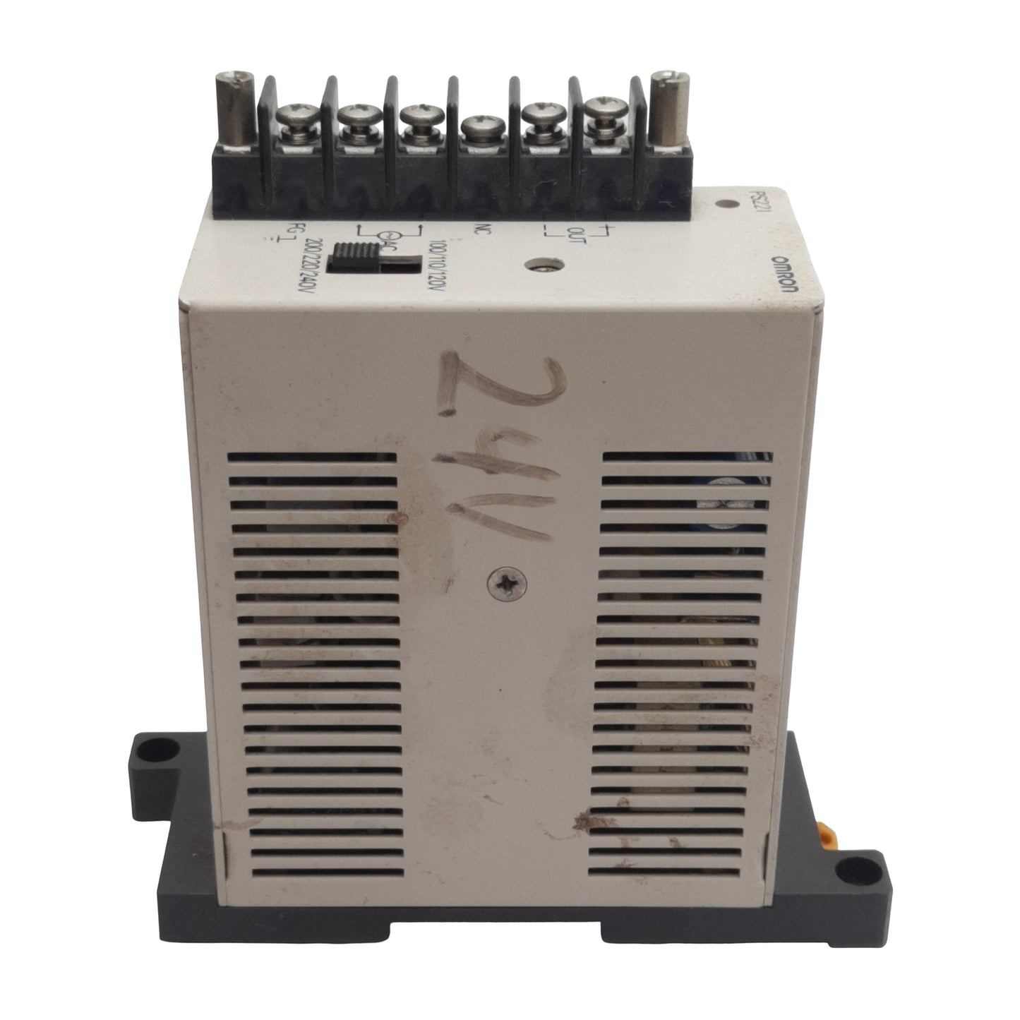 Used Omron 3G2A3-PS221 Sysmac Power Supply, 100/200VAC In, 1.5A 24VDC Out, DIN Rail