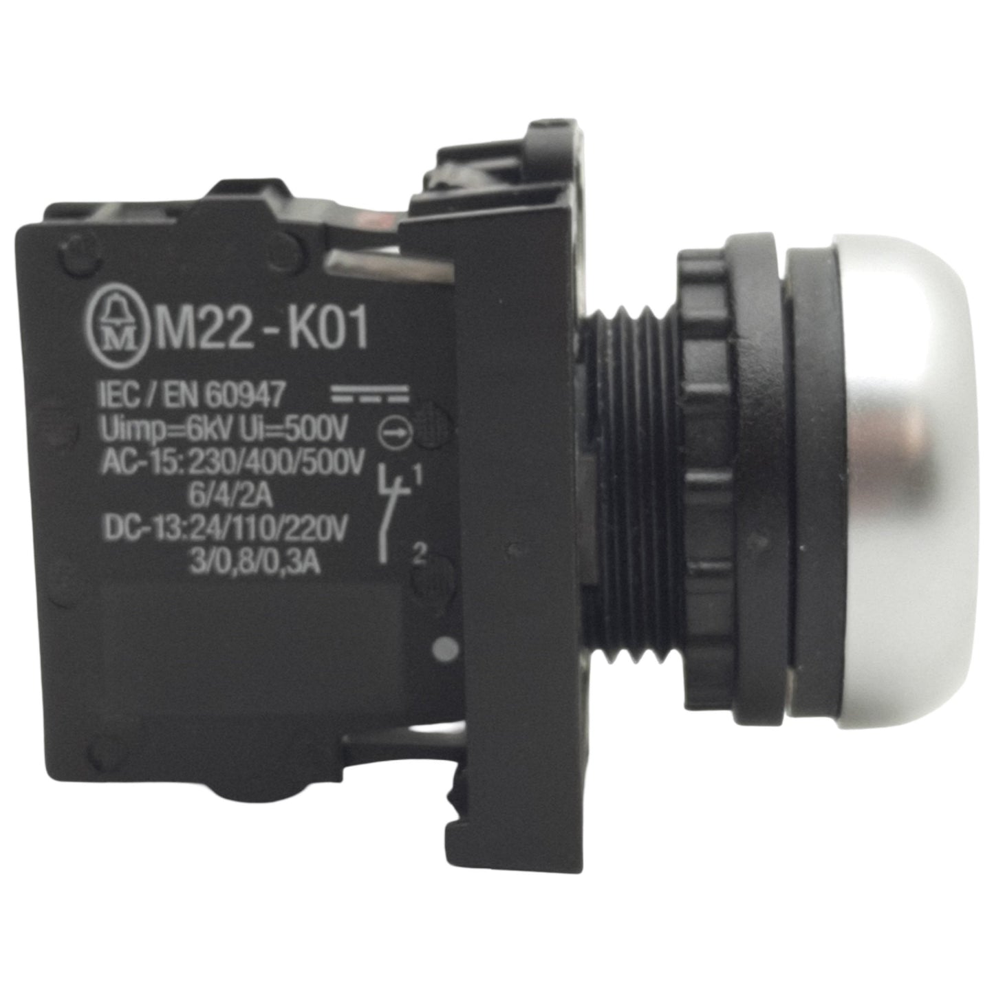Used Eaton M22-D-R-K01 Red Momentary Push Button ø22.5mm, 1NC Contact, 600VAC 10A