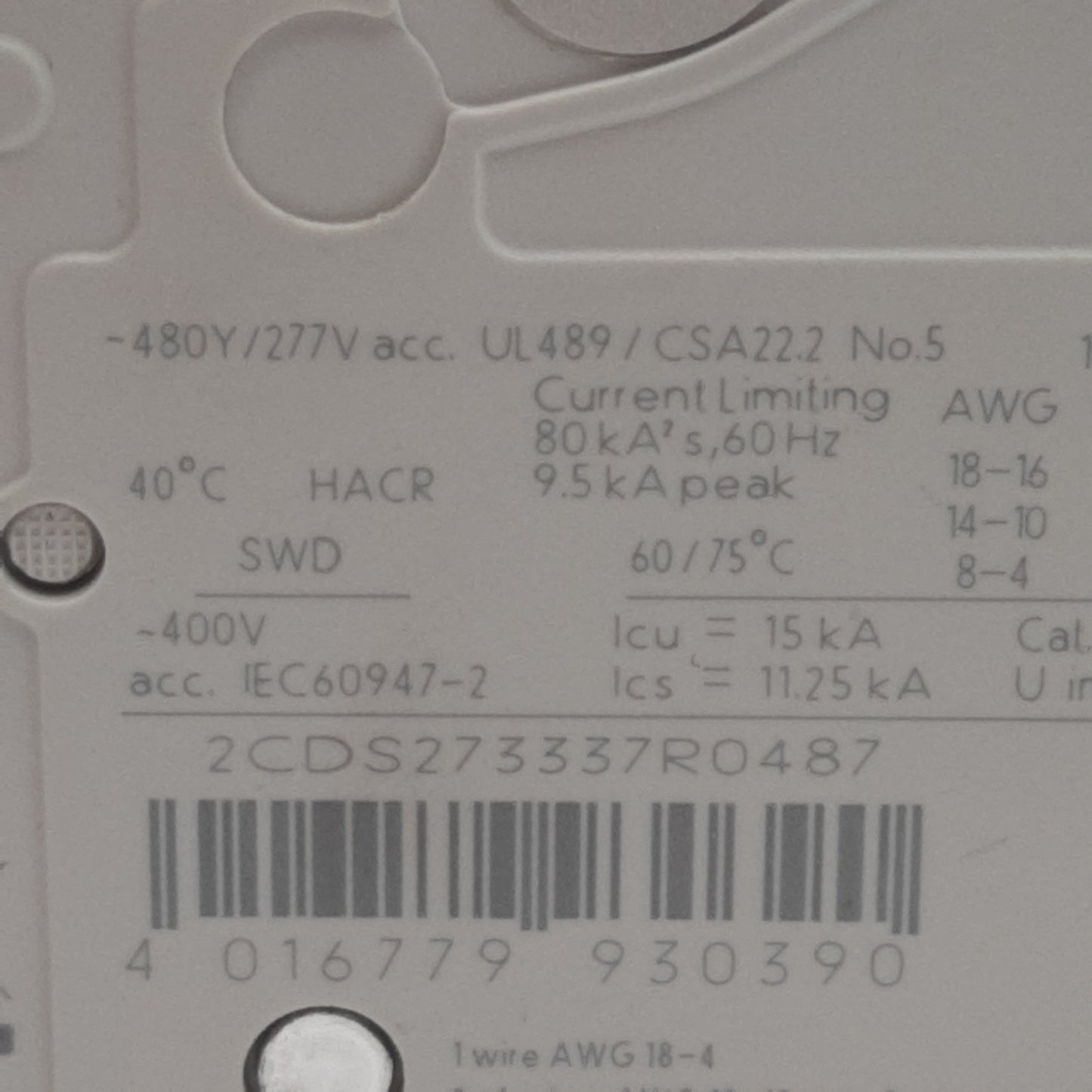 Used ABB SU203M-K20 Miniature Circuit Breaker, 3-Pole, 20A 400VAC, DIN Rail