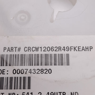 New Lot of 300 Vishay Dale CRCW12062R49FKEAHP Chip Resistor, 2.49 Ohms ± 1%, 0.75W