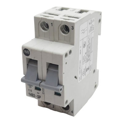 Used Allen Bradley 1492-SP2C060 Circuit Breaker, 2-Pole, 6A 415VAC, DIN Rail