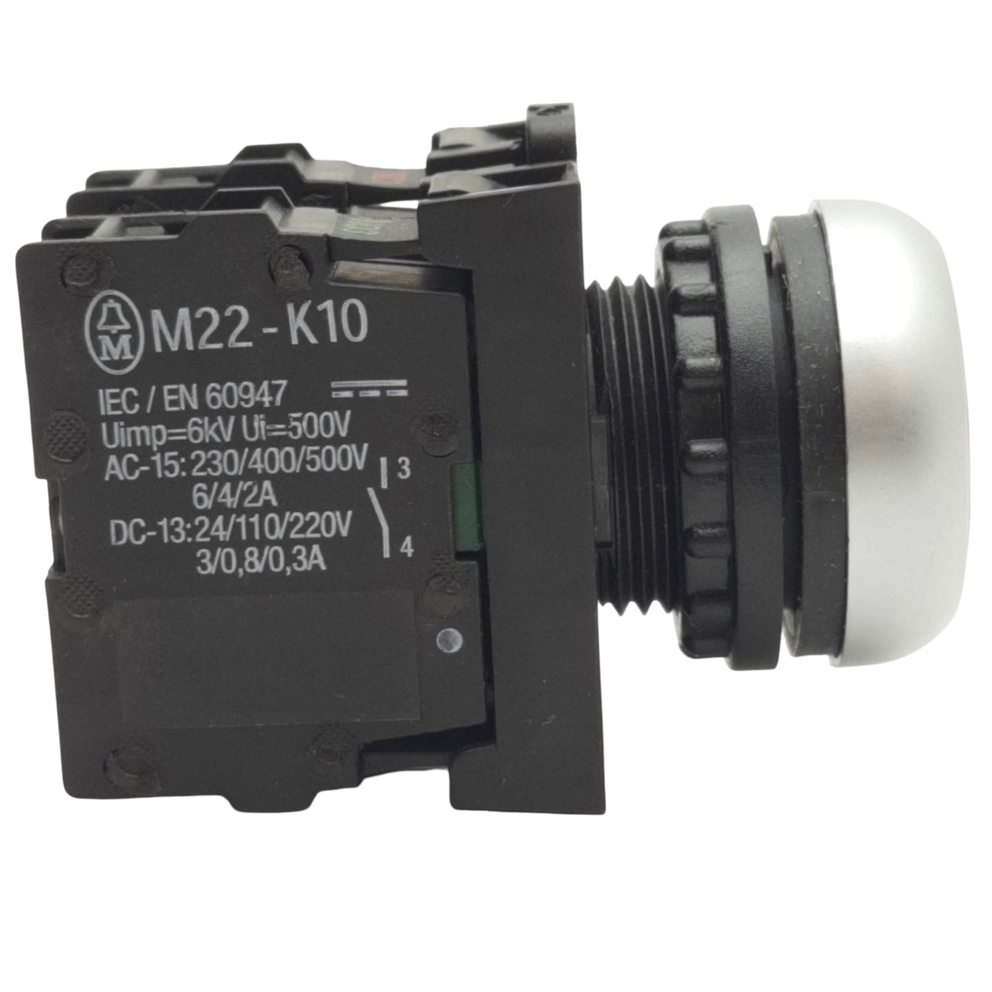 Used EATON M22-D-R-K11 Red Momentary Push Button ø22.5mm, 1NC+1NO, 600VAC 10A