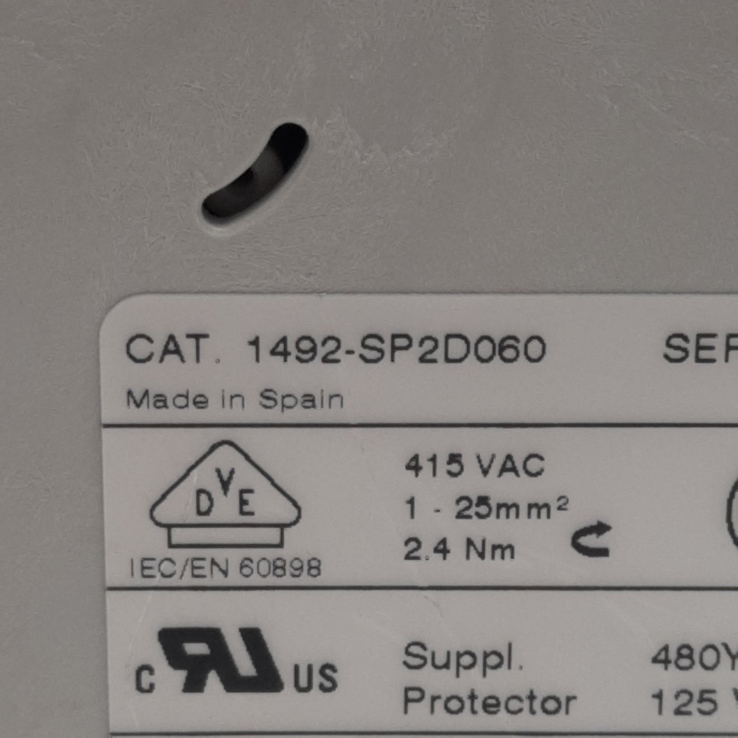 Used Allen Bradley 1492-SP2D060 Circuit Breaker, 2-Pole, 6A 415VAC, DIN Rail