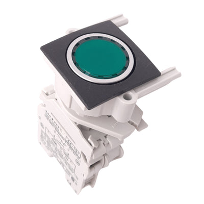 New – Open box EAO 44-747.65 Green Illuminated Maintained Pushbutton, 22mm, 1NO 1NC, 24V Lamp
