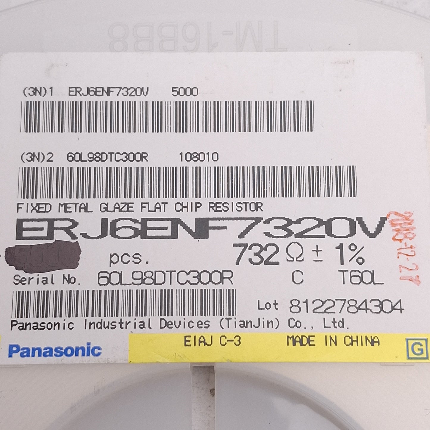 New Lot of 4000 Panasonic ERJ-6ENF7320V General Purpose Chip Resistor, 732Ω, 1/8W
