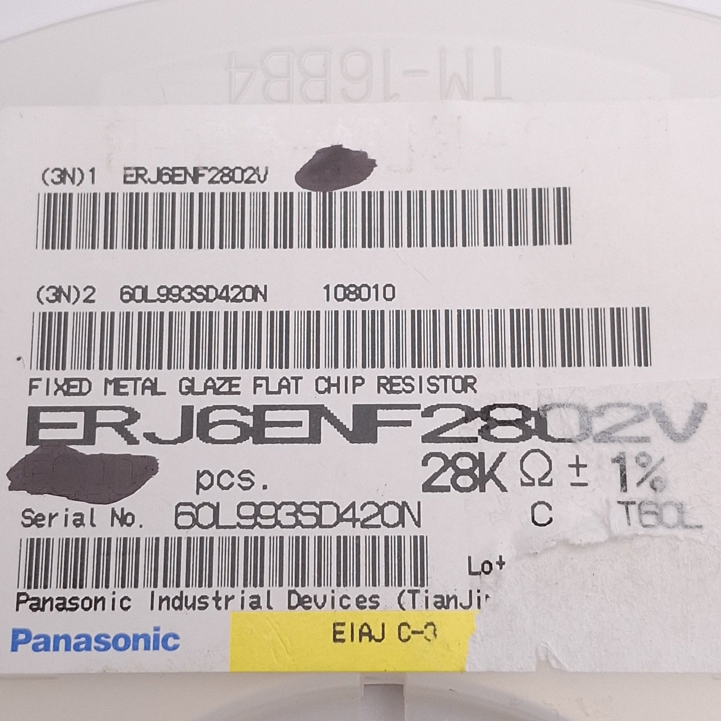 New Lot of 4000 Panasonic ERJ-6ENF2802V Chip Resistor, 28k Ohms ± 1%, 0.125W