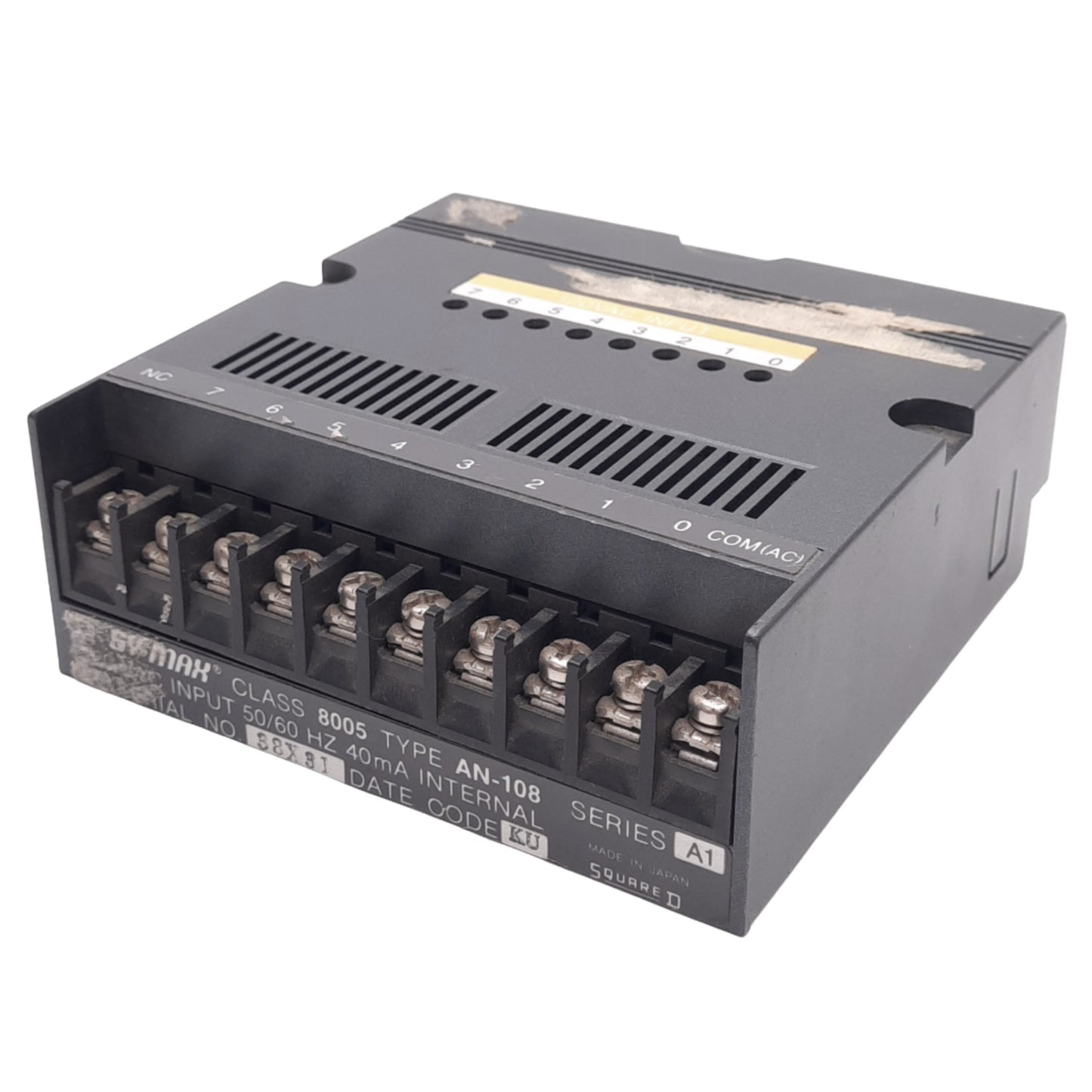 Used Square D 8005-AN-108 SY/MAX PLC Input Module, 8-Function, 120VAC, 40mA