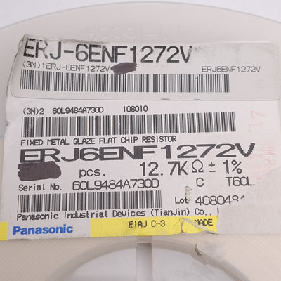 New Lot of 2500 Panasonic ERJ-6ENF1272V Chip Resistor, 12.7k Ohms ± 1%, 0.125W