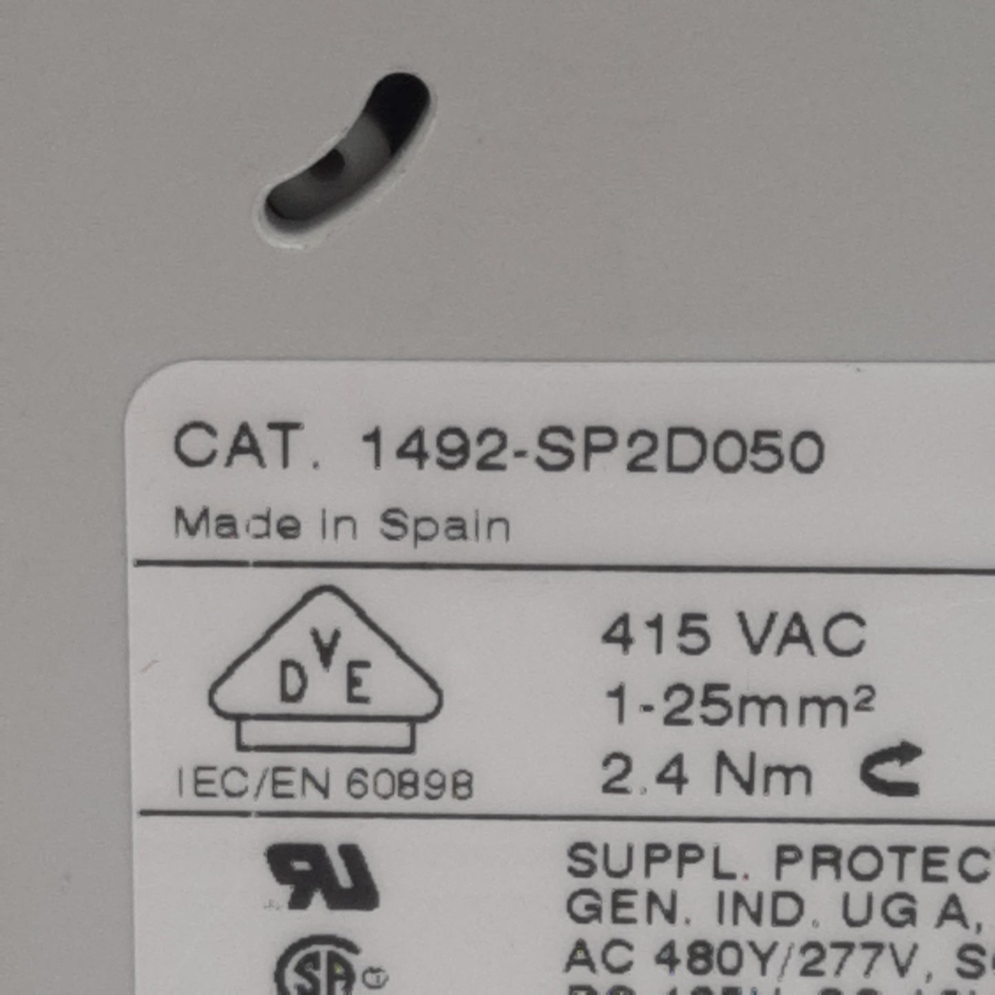 Used Allen Bradley 1492-SP2D050 Circuit Breaker, 2-Pole, 5A 415VAC, DIN Rail