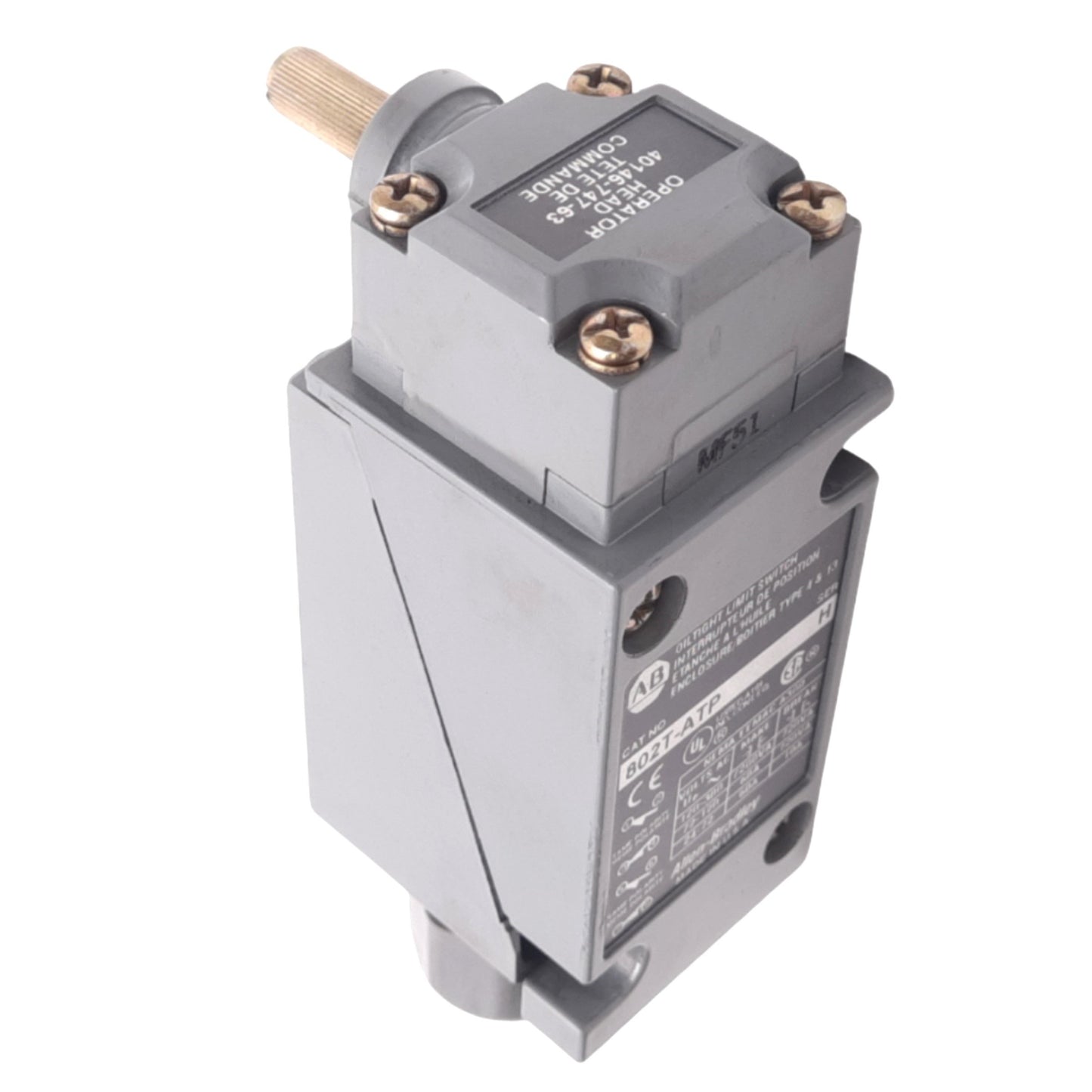 Used Allen Bradley 802T-ATP Oiltight Limit Switch, 2NO 2NC, 1/2in NPT, 600V Max