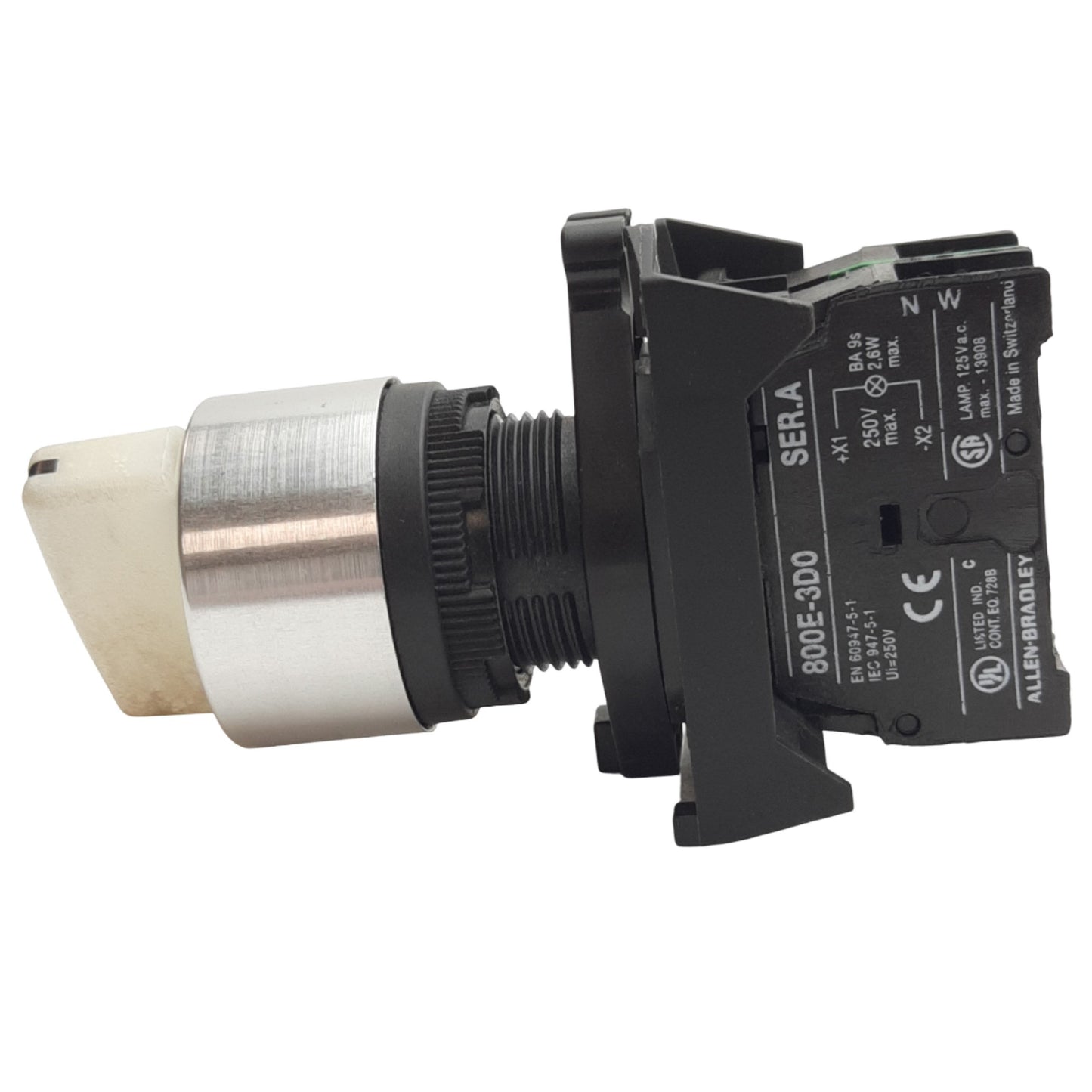 Used Allen Bradley 800ES-LSM21 Illuminated 2-Position Selector Switch ø22.5mm, 1NO