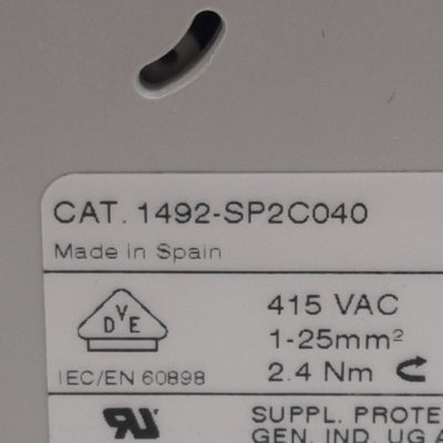 Used Allen Bradley 1492-SP2C040 Circuit Breaker, 2-Pole, 4A 415VAC, DIN Rail