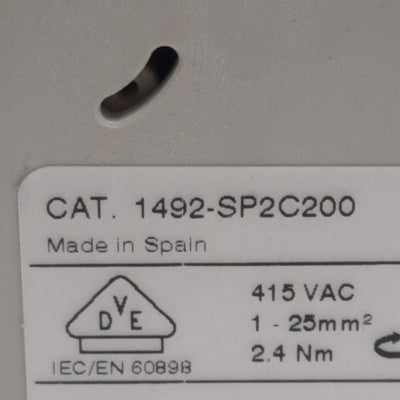 Used Allen Bradley 1492-SP2C200 Circuit Breaker, 2-Pole, 20A 415VAC, DIN Rail
