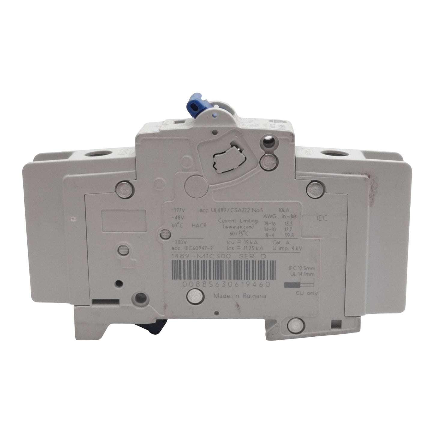 Used Allen Bradley 1489-M1C300 Circuit Breaker, 1-Pole, 30A 277VAC/48VDC, DIN Rail