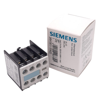 New Siemens 3RH1911-1FA22 Auxiliary Contact Block, 2NO 2NC, 690VAC 10A Max