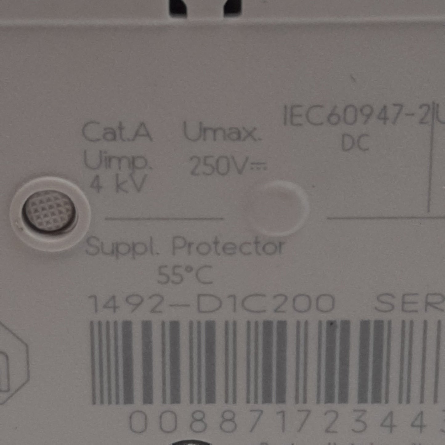 Used Allen Bradley 1492-D1C200 Circuit Breaker, 1-Pole, 20A 250VDC, DIN Rail