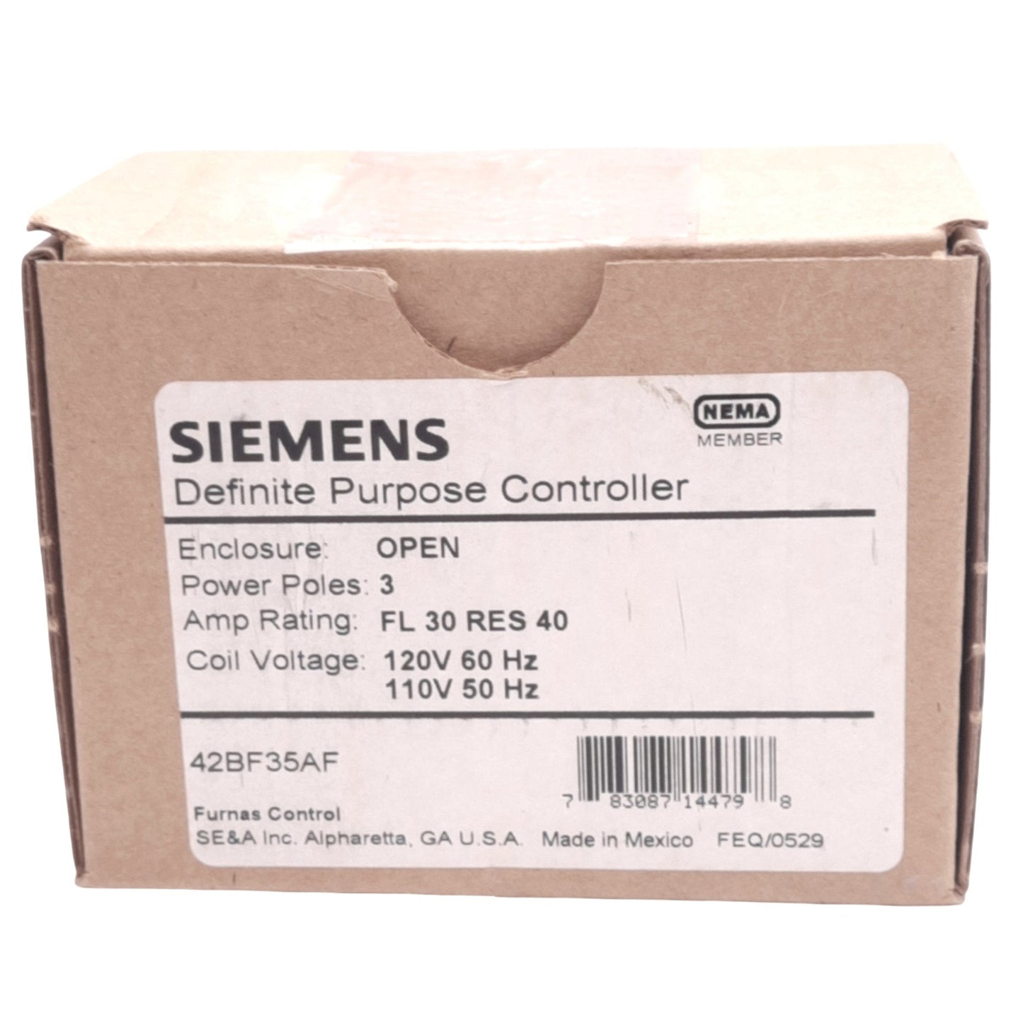 New Siemens 42BF35AF Definite Purpose Contactor, 3NO, 600VAC 30A Max, 120VAC Coil