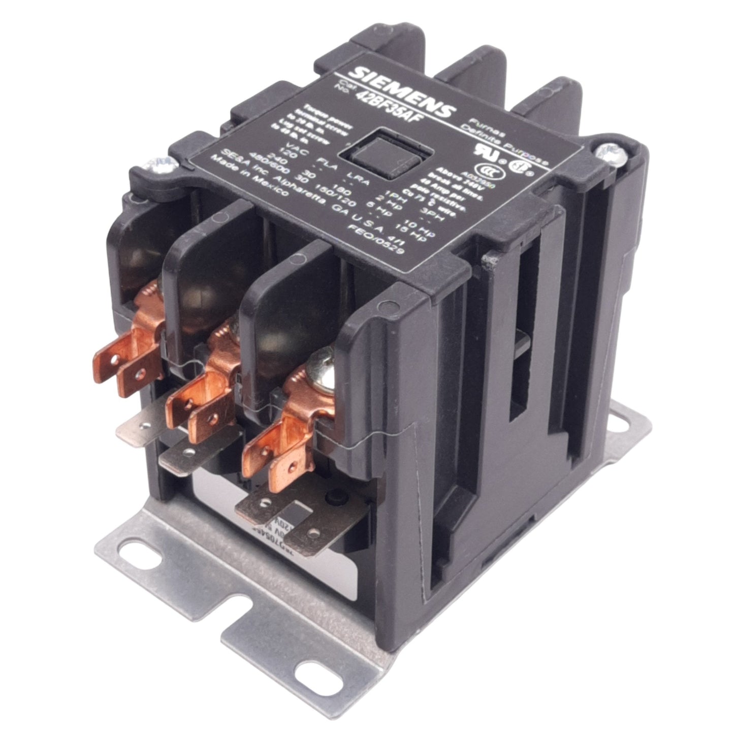 New Siemens 42BF35AF Definite Purpose Contactor, 3NO, 600VAC 30A Max, 120VAC Coil