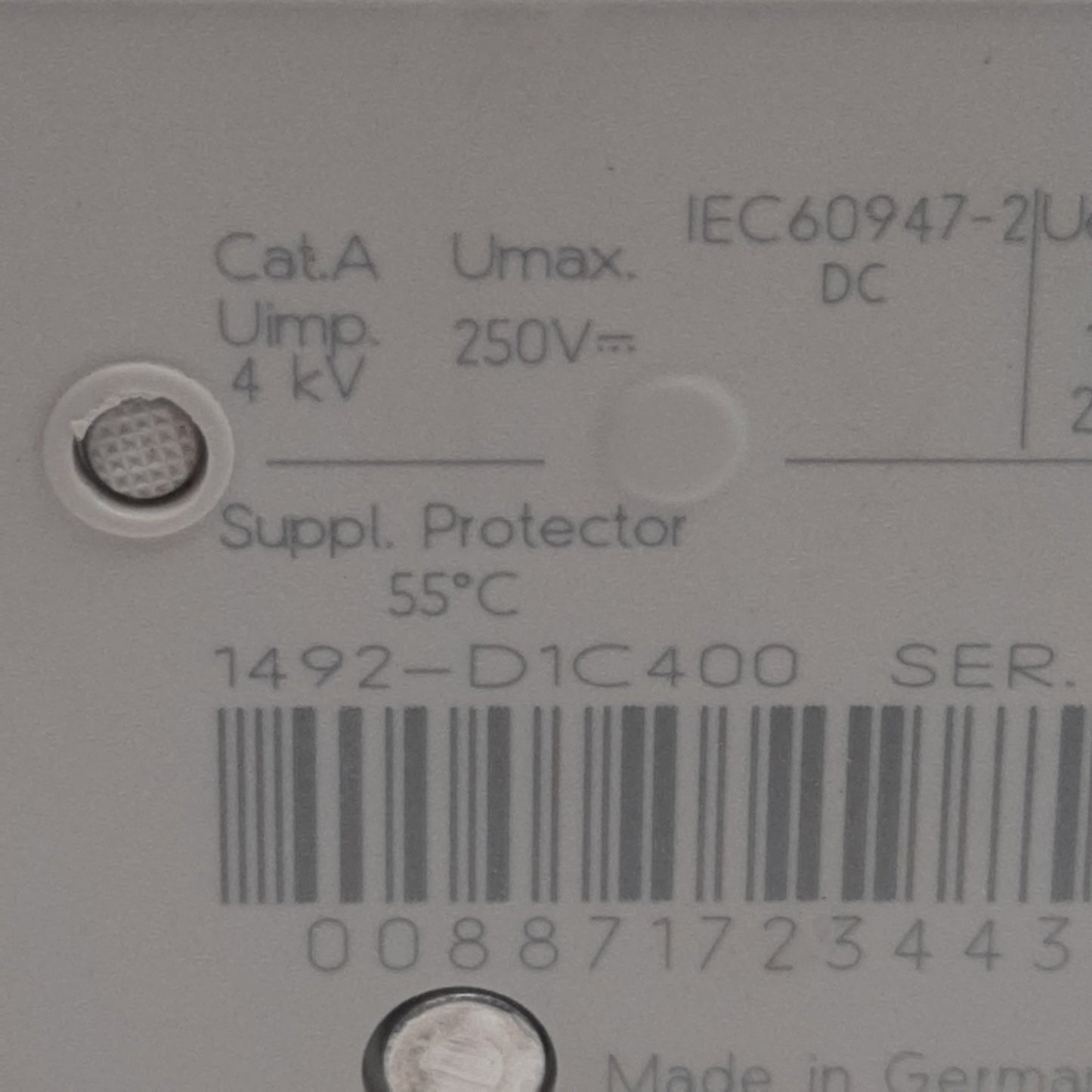 Used Allen Bradley 1492-D1C400 Circuit Breaker, 1-Pole, 40A 250VDC, DIN Rail