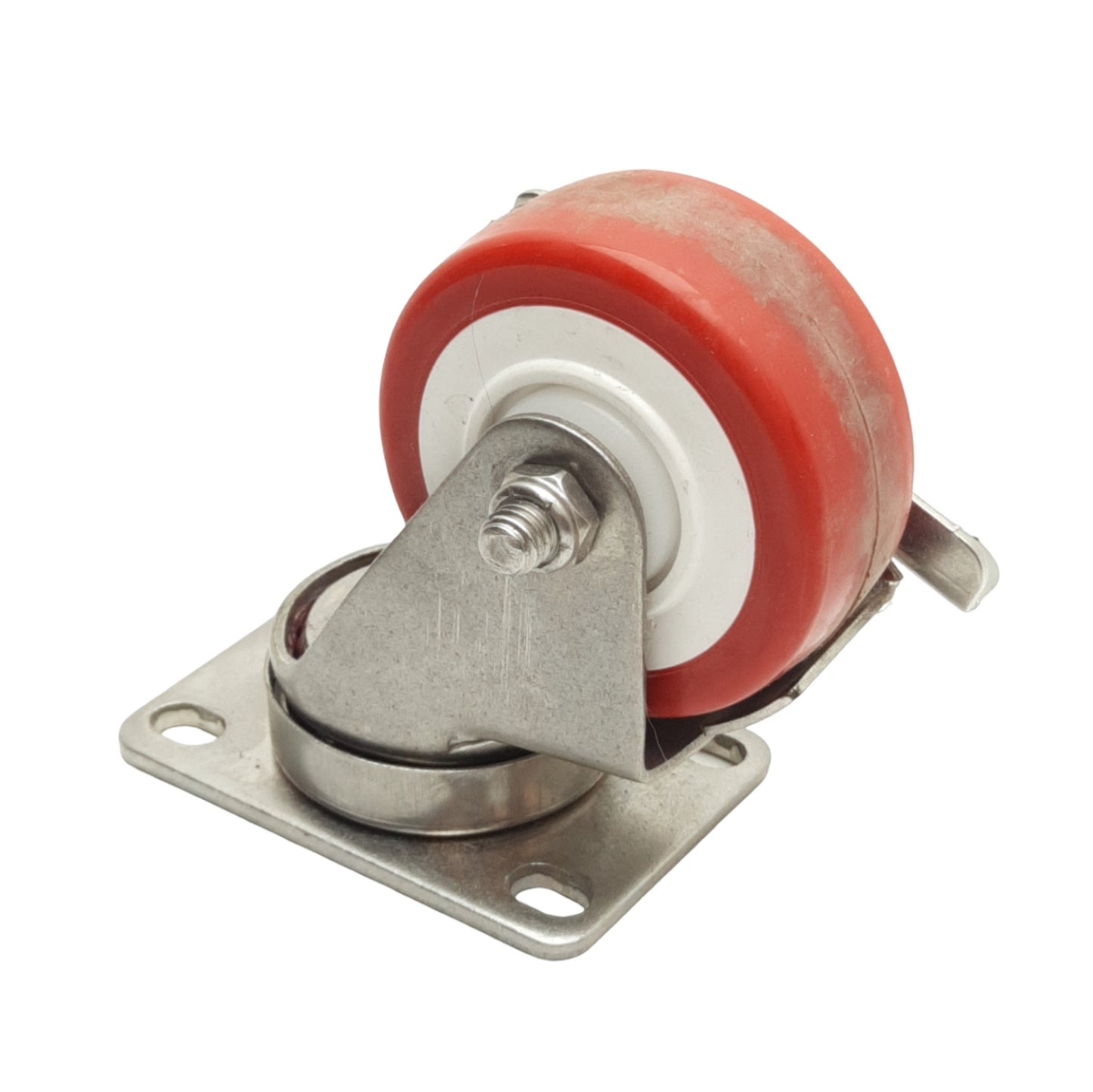 Used Lot of 4 Locking Swivel Casters, ø4in x 1.25in Wheel, 2.5in x 3.6in Plate