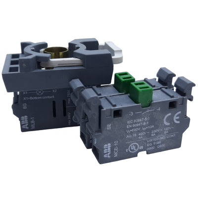 Used ABB MCBH-201 Momentary Push Button, Extended Illuminated, 2NO, ø22mm, 6A 120V AC