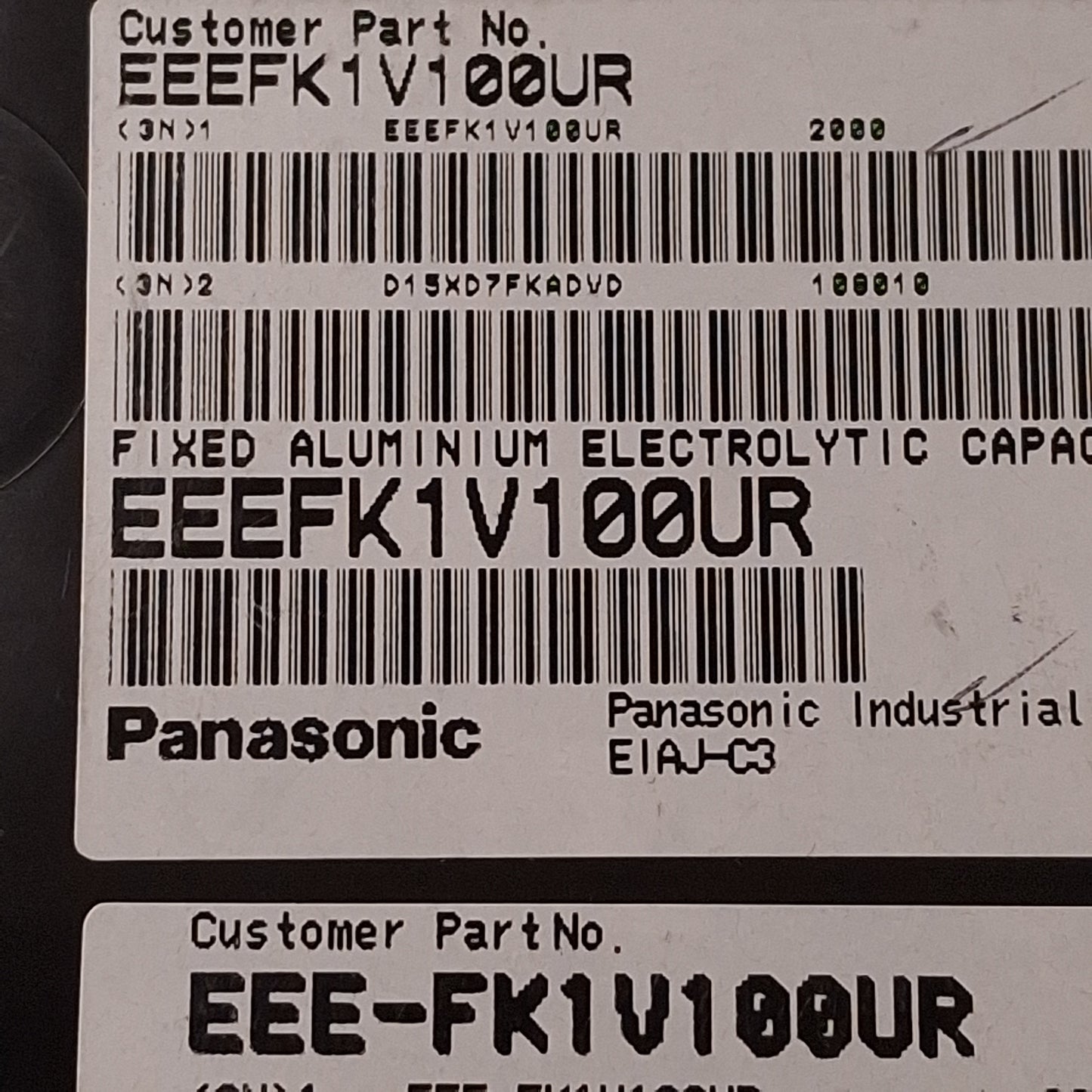 New Lot of 250 Panasonic EEE-FK1V100UR Aluminum Electrolyte Capacitor 10µF ± 20% 35V