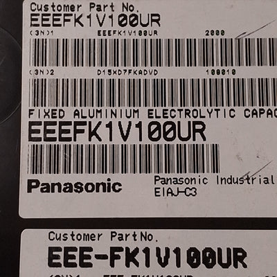 New Lot of 250 Panasonic EEE-FK1V100UR Aluminum Electrolyte Capacitor 10µF ± 20% 35V