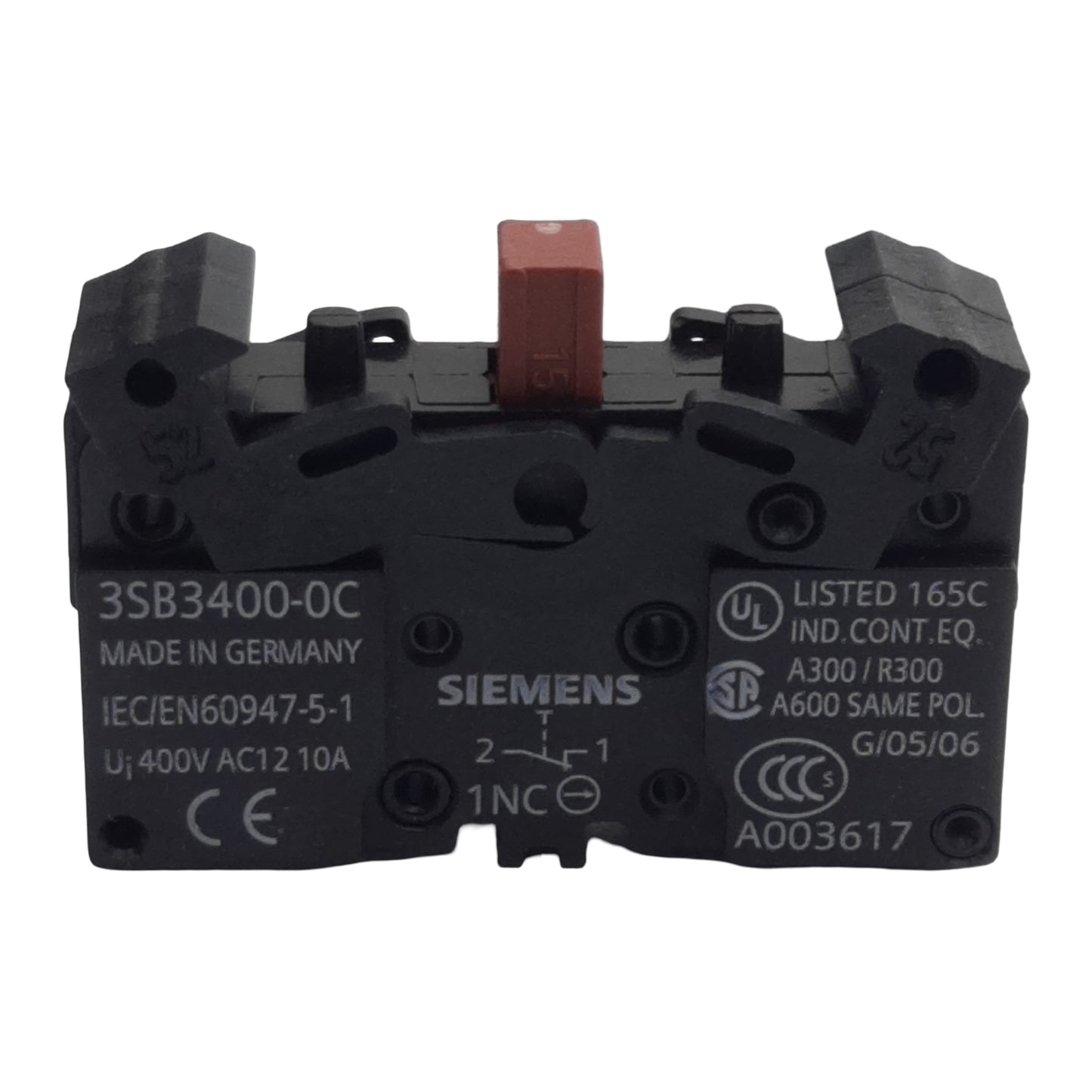 New Siemens 3SB3400-0C Pushbutton Contact Block 1N.C., 10A 300/400VAC, 22mm