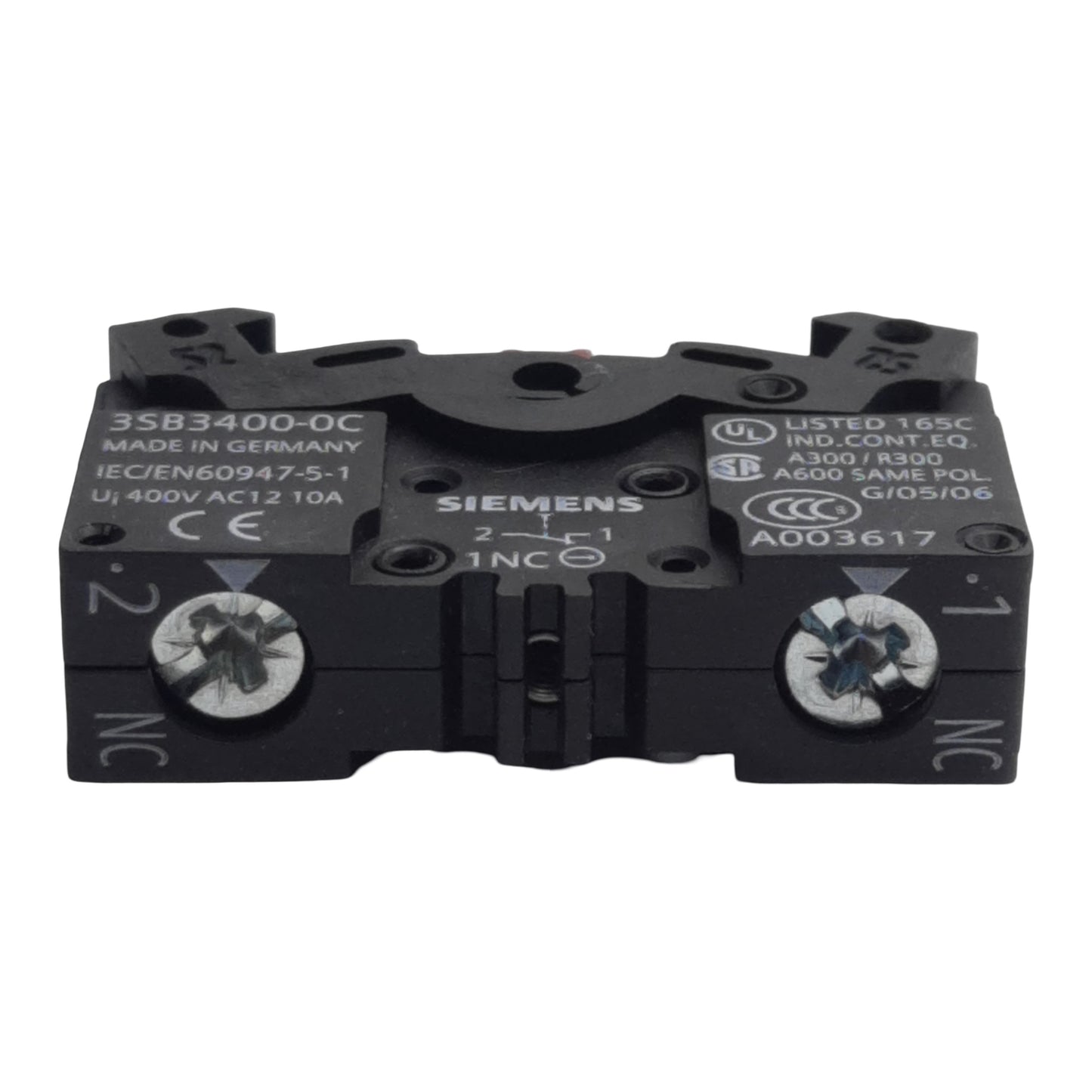 New Siemens 3SB3400-0C Pushbutton Contact Block 1N.C., 10A 300/400VAC, 22mm