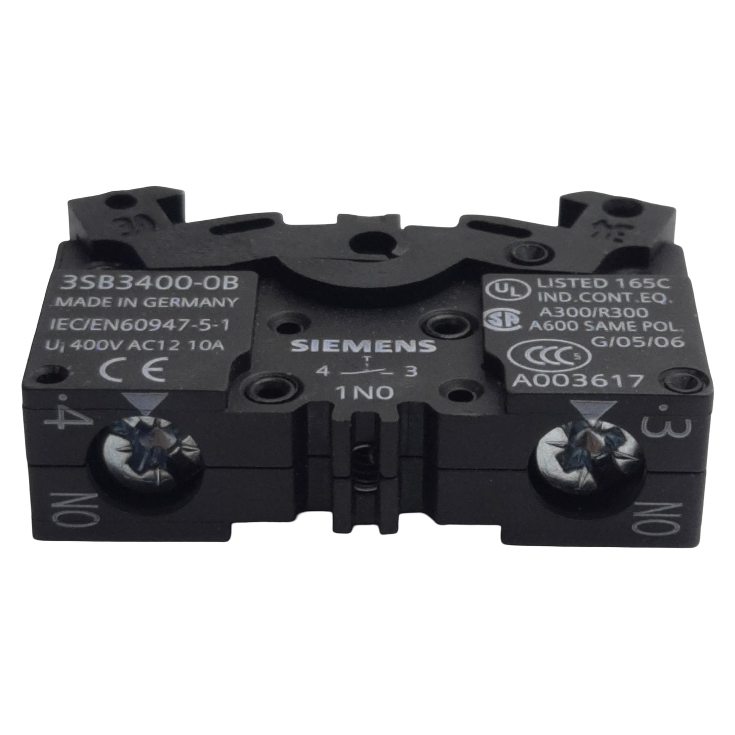 New Siemens 3SB3400-0B Pushbutton Contact Block 1N.O., 10A 300/400VAC, 22mm