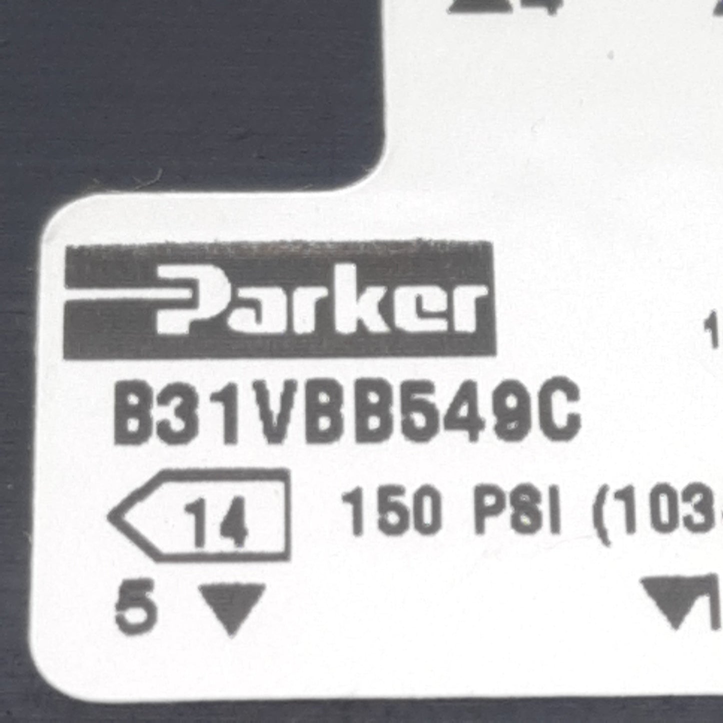 Used Parker B31VBB549C Solenoid Valve, 2-Way, 150psi, 15mm 3-Pin DIN, 24VDC Coil