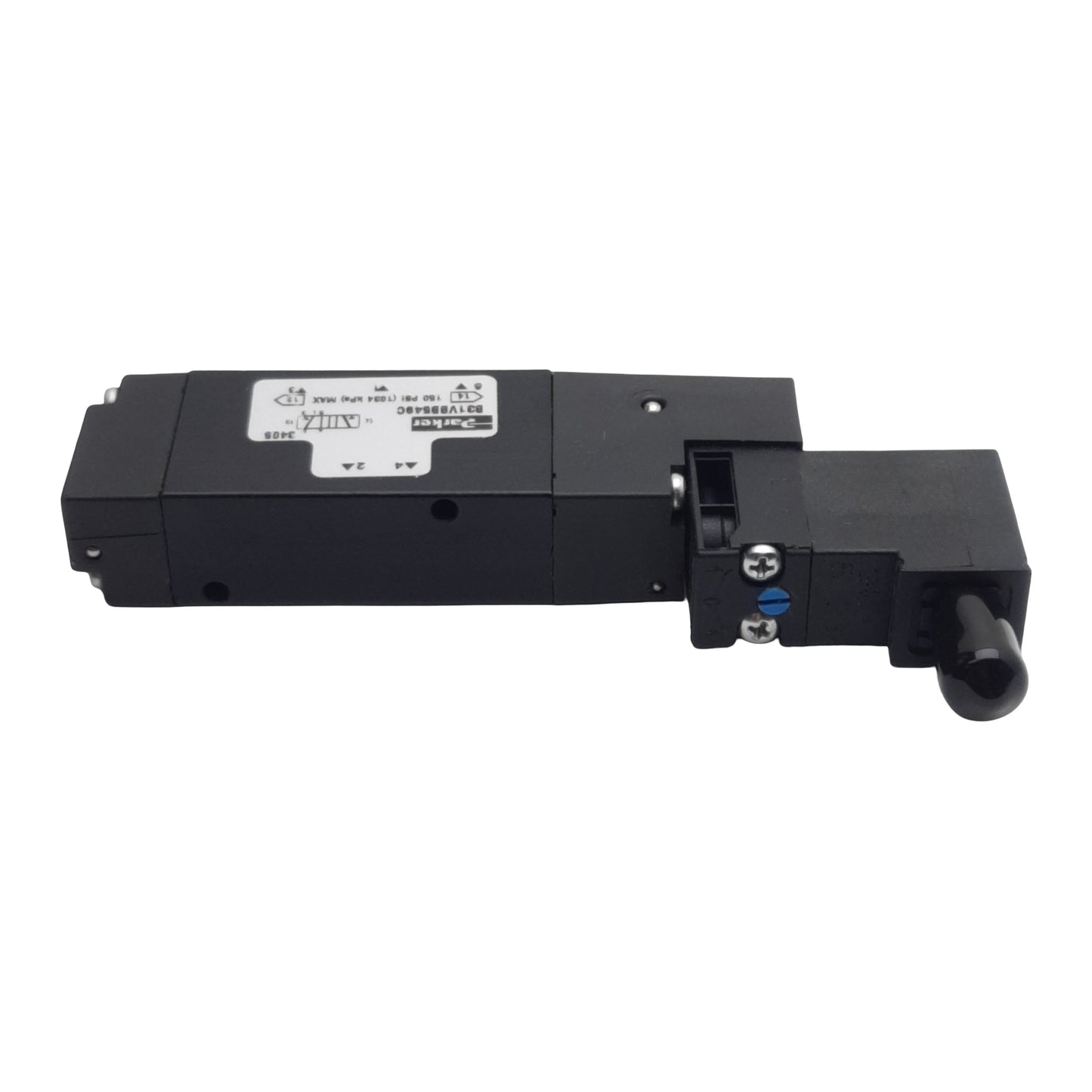 Used Parker B31VBB549C Solenoid Valve, 2-Way, 150psi, 15mm 3-Pin DIN, 24VDC Coil